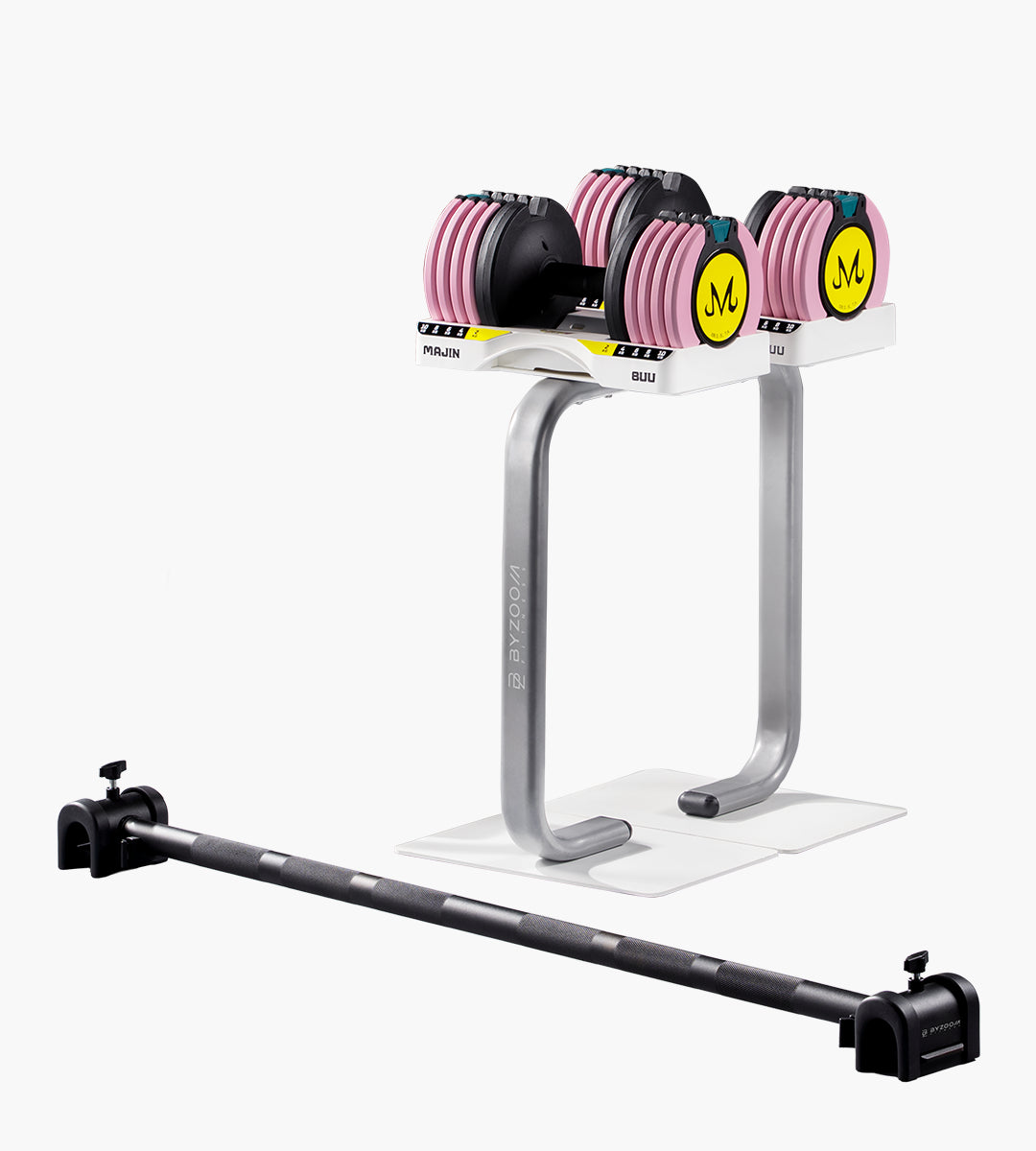 七龍珠Z 10kg 可調式啞鈴(魔人普烏款)+ 啞鈴專用架(白)+ Easy Bar槓鈴桿(黑)