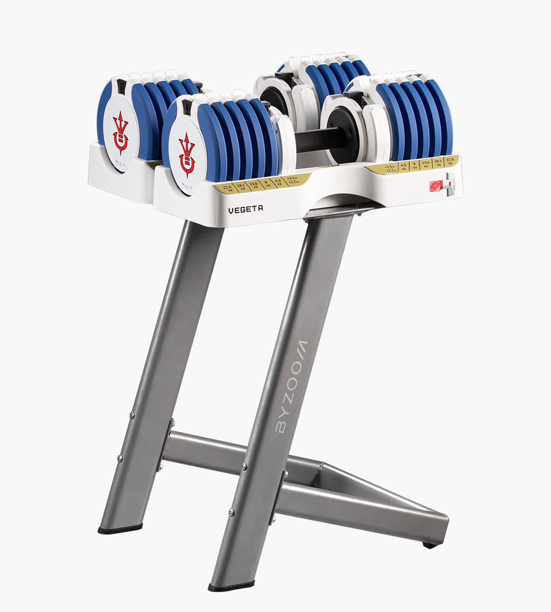 七龍珠Z 25kg 15段重量 可調式啞鈴 (達爾款) +Pure Series 25kg 啞鈴專用架(白)