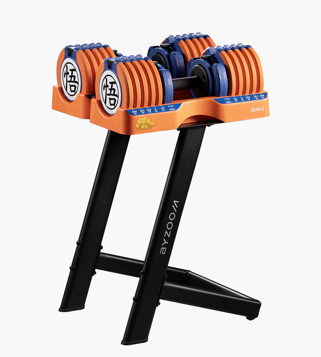 七龍珠Z 25kg 15段重量 可調式啞鈴 (悟空款) +Pure Series 25kg 啞鈴專用架(黑)