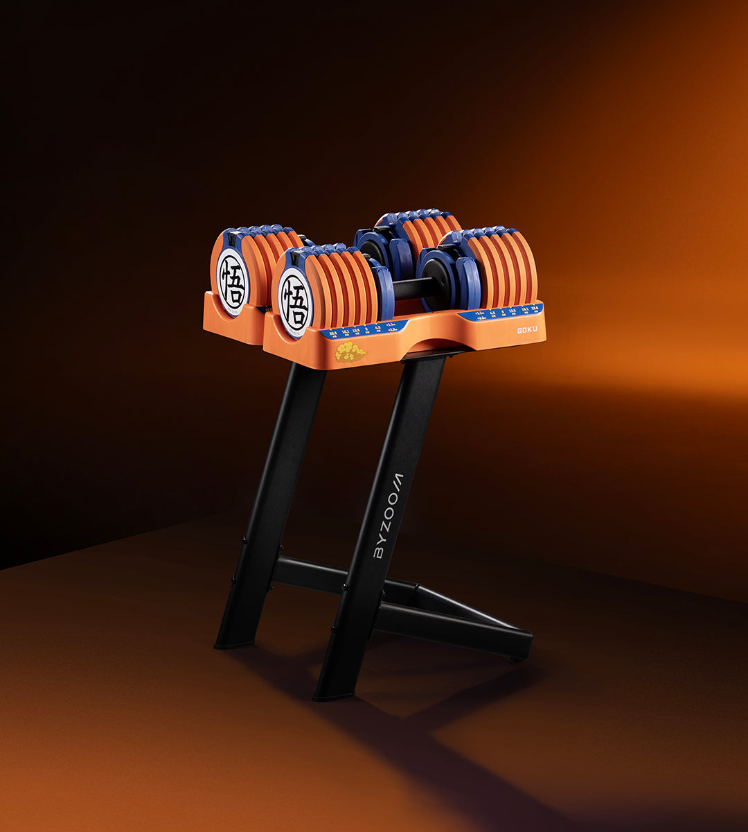 七龍珠Z 25kg 15段重量 可調式啞鈴 (悟空款) +Pure Series 25kg 啞鈴專用架(黑)