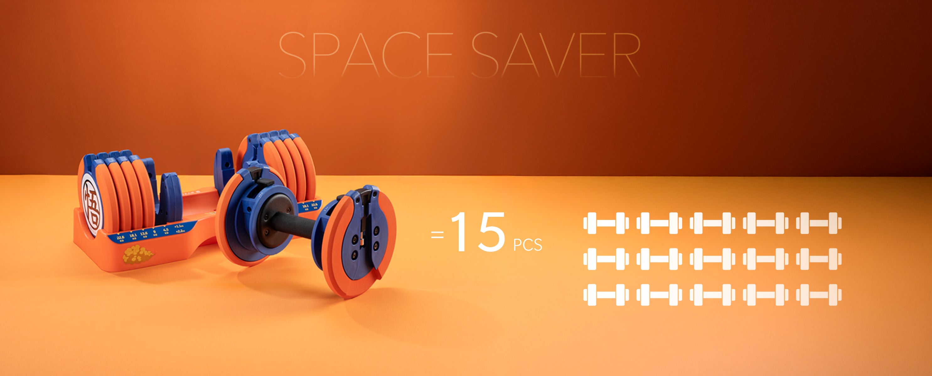 Dragon Ball Z 25KG (55LB) Adjustable Dumbbell (Goku)+ Pure Series 22.6/25KG Adjustable Dumbbell Stand (Black)