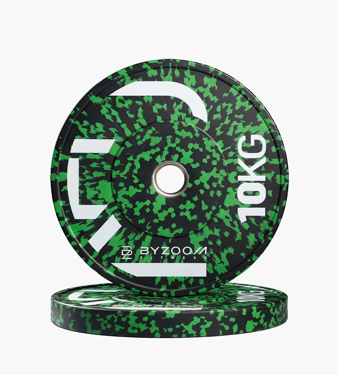 迷彩橡膠重量槓片-綠10kg（2入）