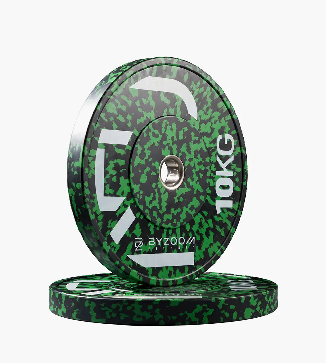 迷彩橡膠重量槓片-綠10kg（2入）