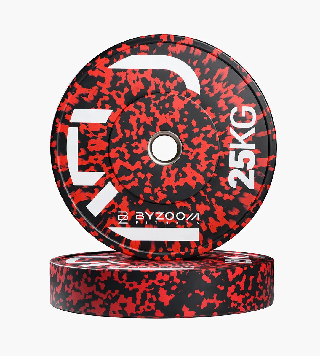 迷彩橡膠重量槓片-紅25kg（2入）