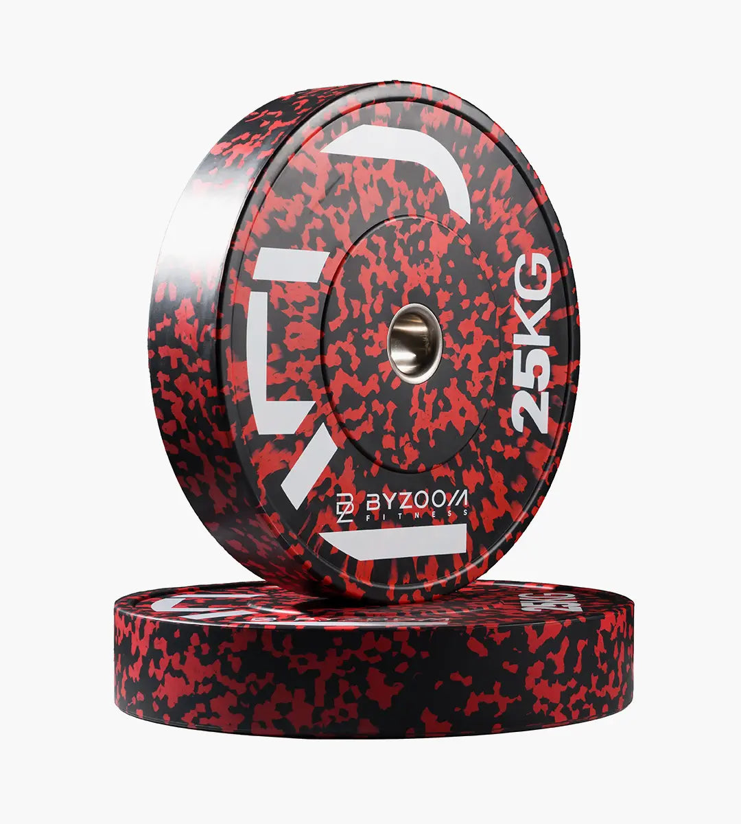 迷彩橡膠重量槓片-紅25kg（2入）