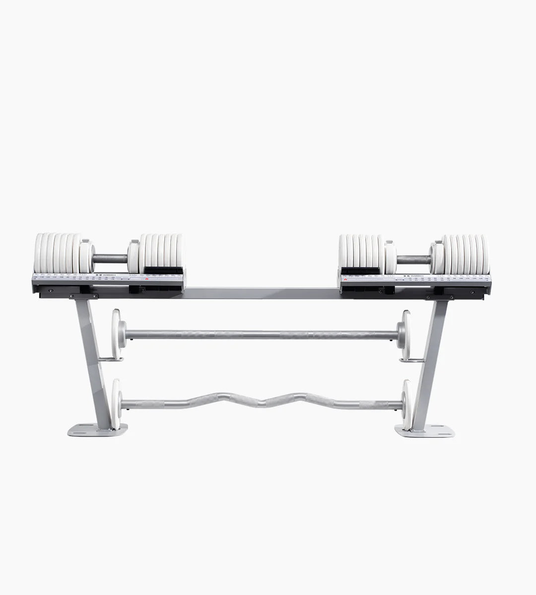 Pure Series Max 63.5kg(140LB)可調式槓鈴轉換架+ 34kg(75lb)可調式啞鈴(白)
