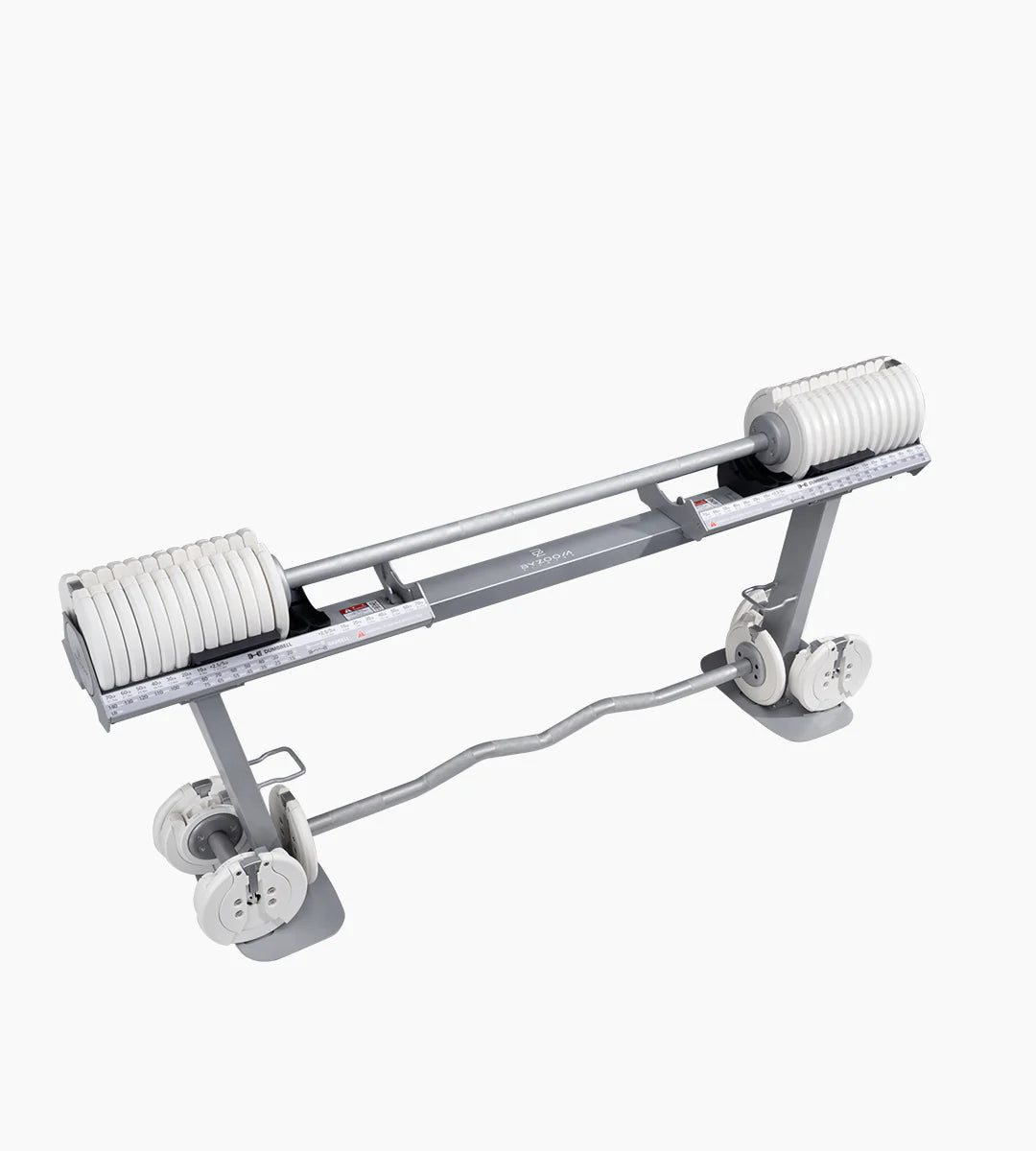 Pure Series Max 63.5kg(140LB)可調式槓鈴轉換架+ 34kg(75lb)可調式啞鈴(白)